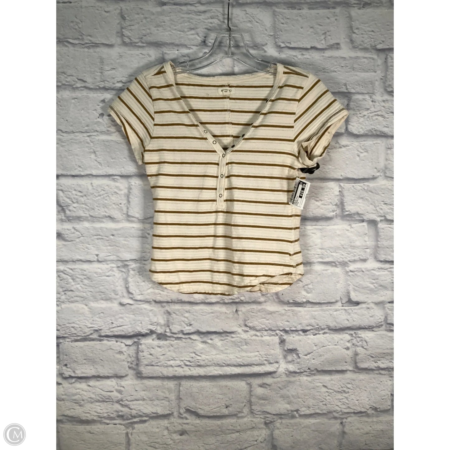 Top Short Sleeve By Pilcro In Brown & Cream, Size: S