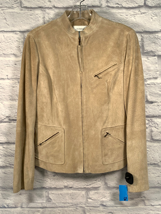 Jacket Leather By Liz Claiborne In Cream, Size: S