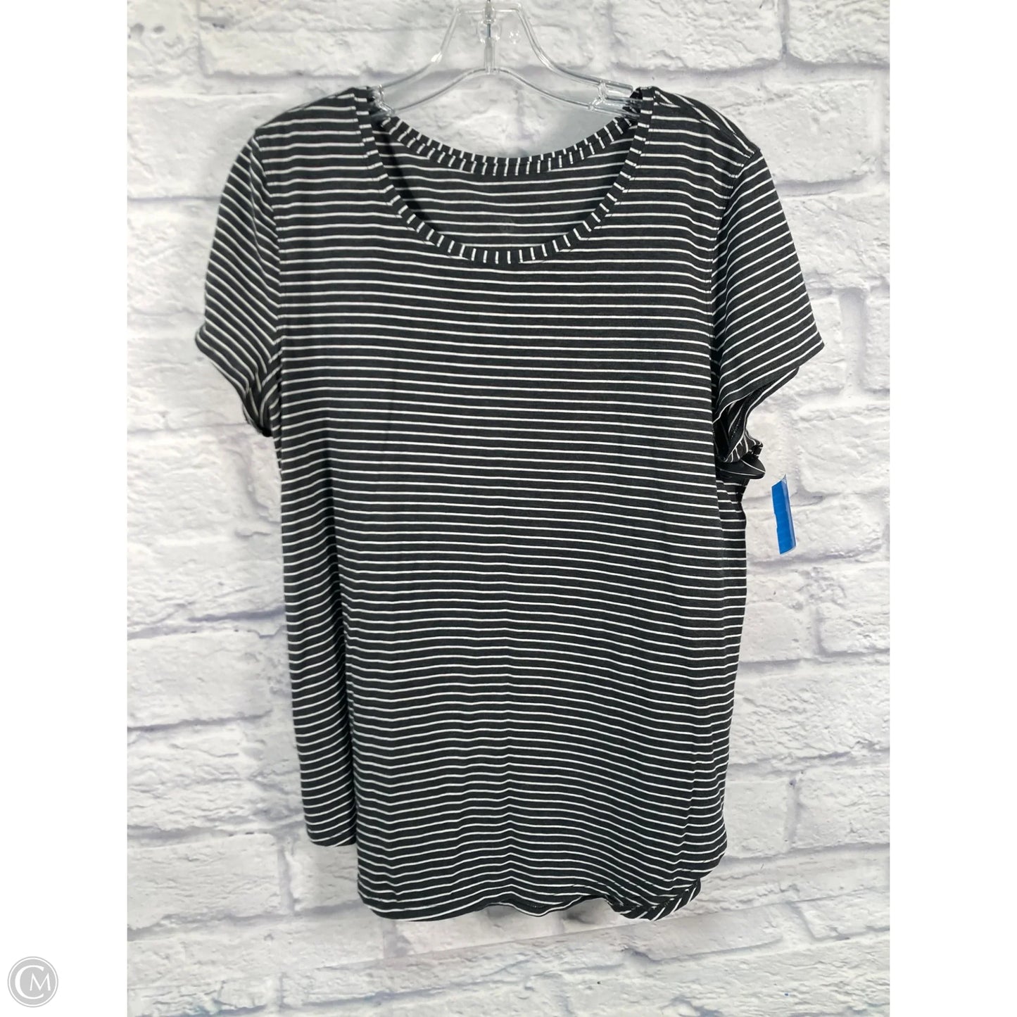 Athletic Top Short Sleeve By Lululemon In Striped Pattern, Size: L