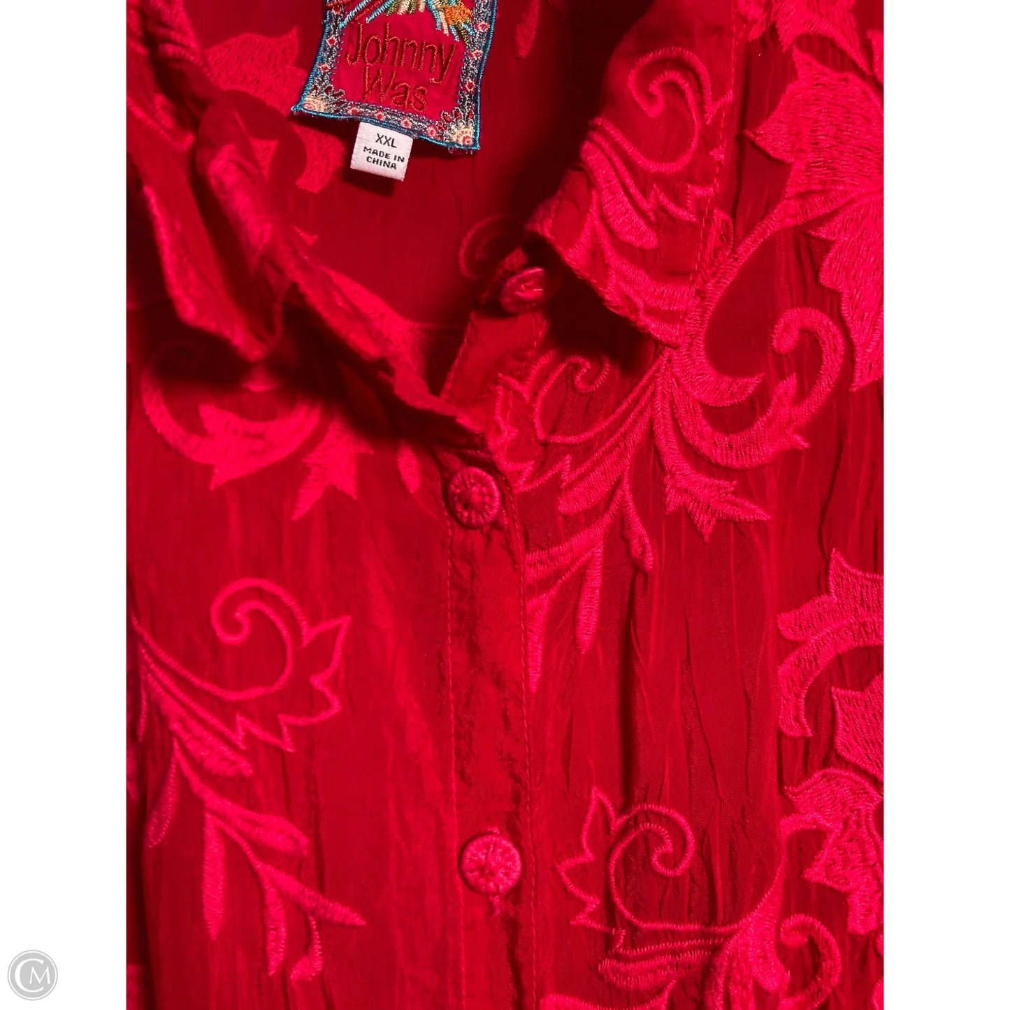 Blouse Long Sleeve By Johnny Was In Red, Size: Xxl