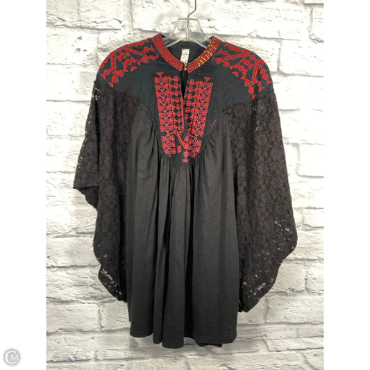 Tunic Short Sleeve By Free People In Black & Red, Size: L