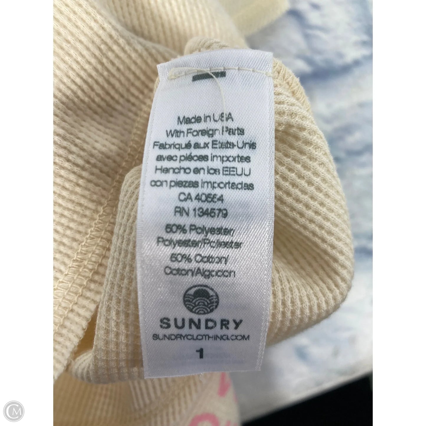 Top Long Sleeve By Sundry In Cream, Size: S