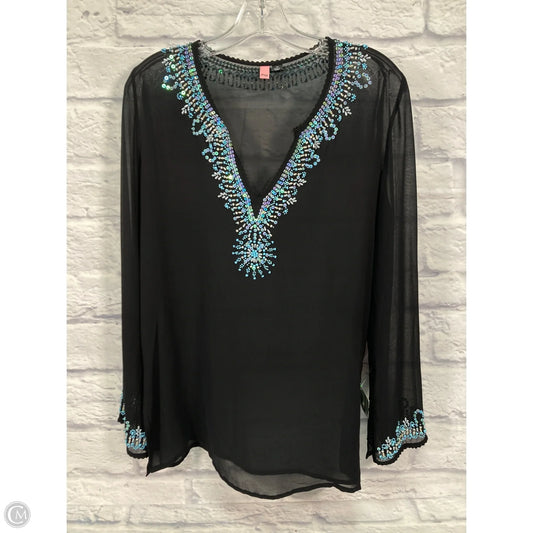 Blouse Long Sleeve By Clothes Mentor In Black & Blue, Size: M