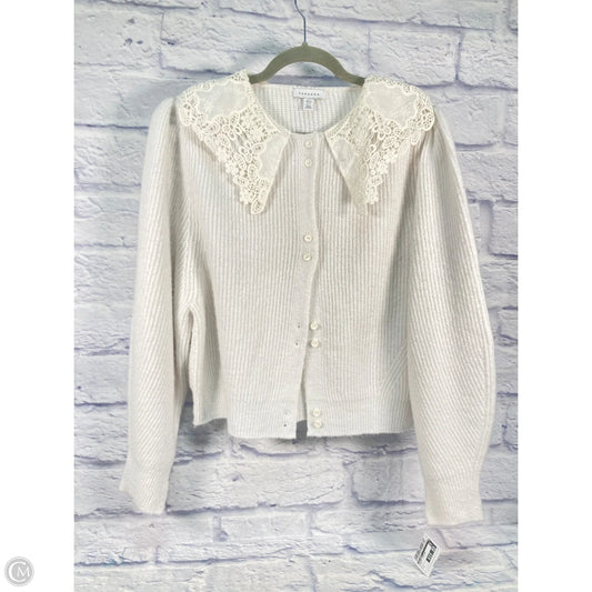 Sweater Cardigan By Top Shop In White, Size: L