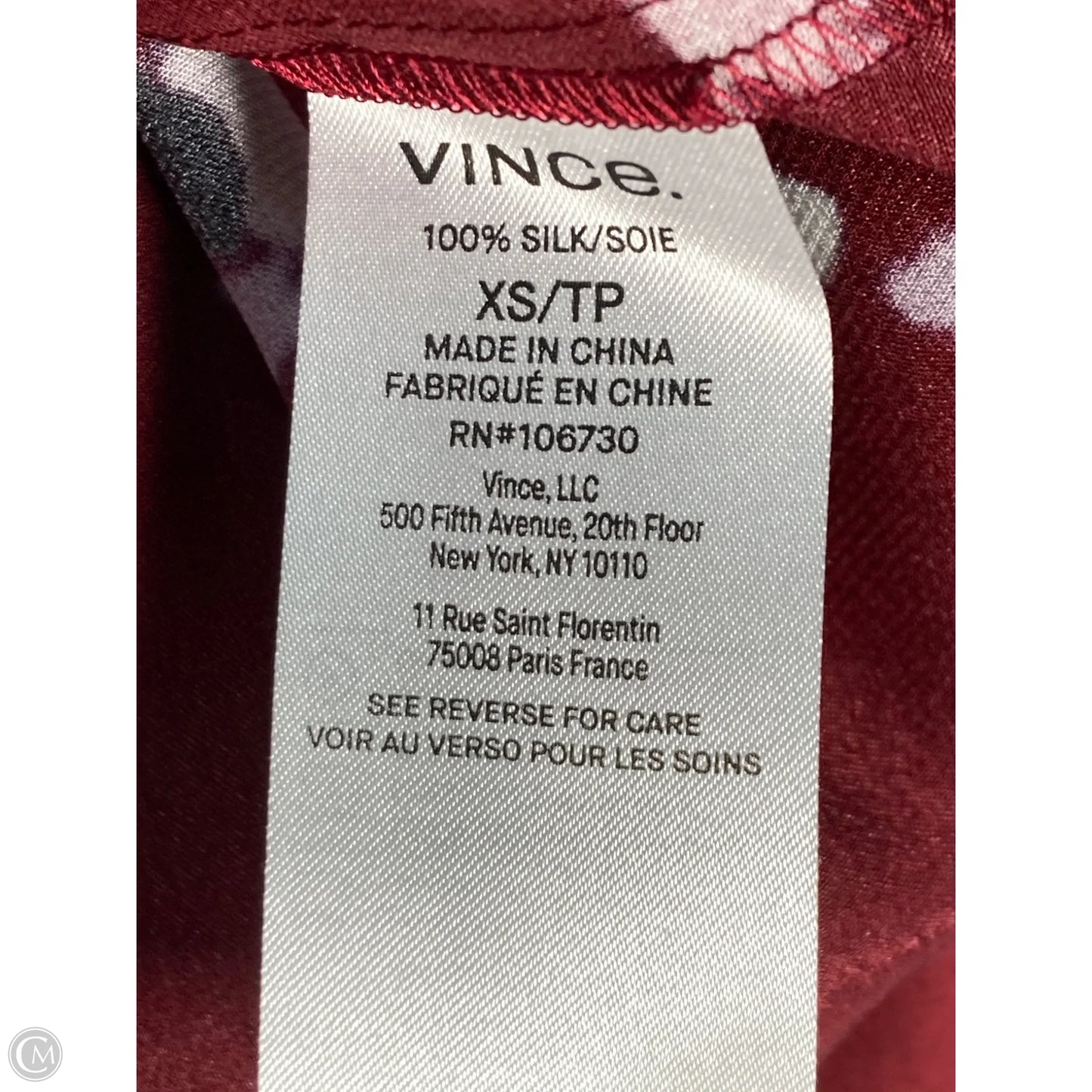 Blouse Long Sleeve By Vince In Red, Size: Xs