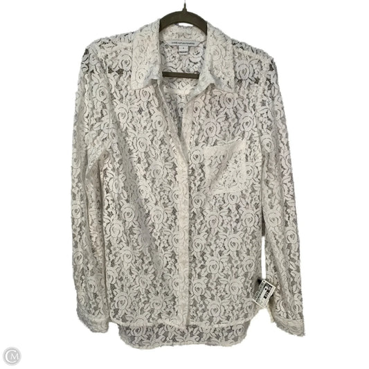 Blouse Long Sleeve By Diane Von Furstenberg In White, Size: S
