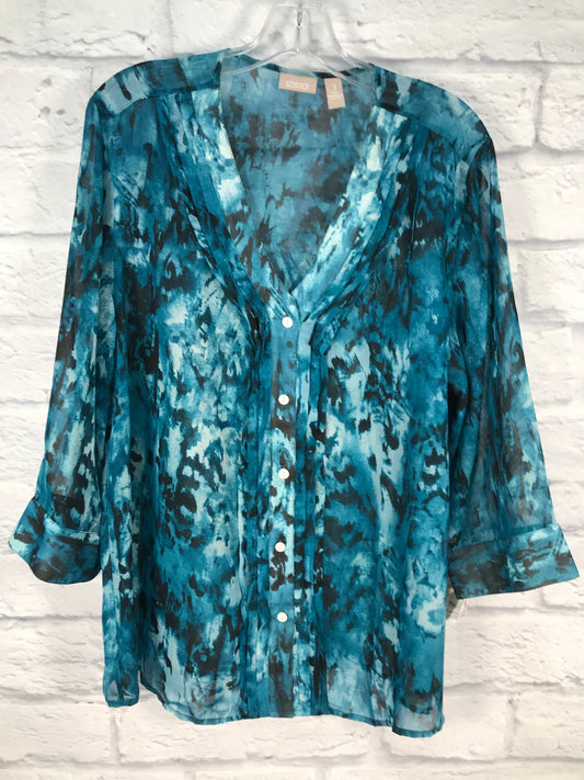 Top Long Sleeve By Chicos In Blue, Size: Xl