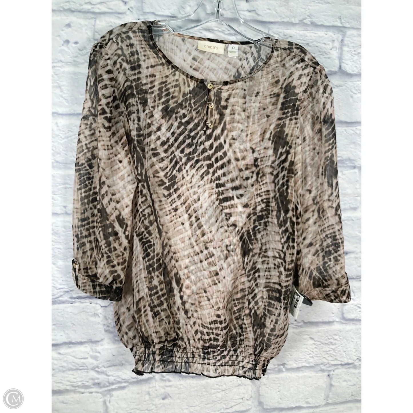Blouse 3/4 Sleeve By Chicos In Brown, Size: S