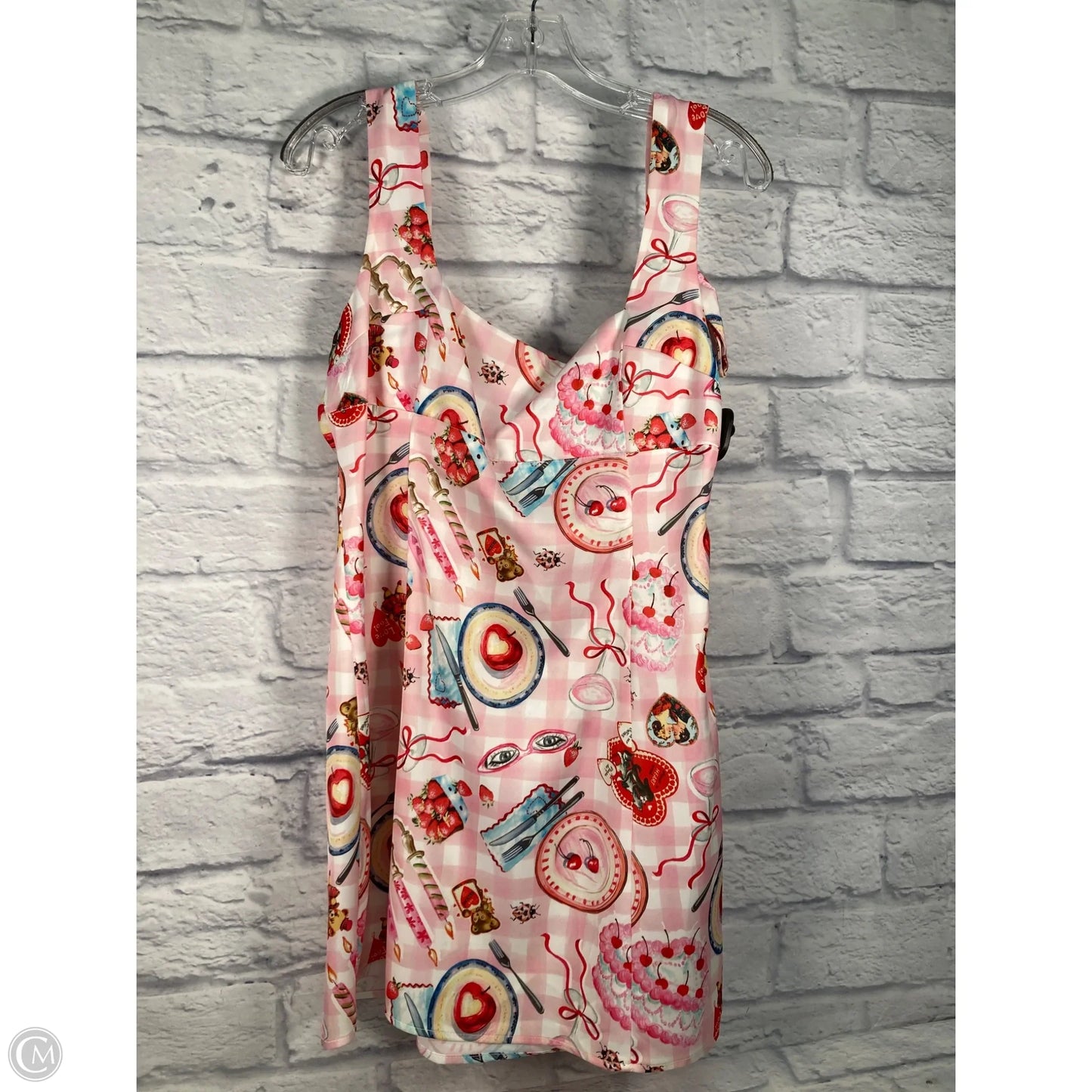 Dress Casual Short By Urban Outfitters In Pink & White, Size: L