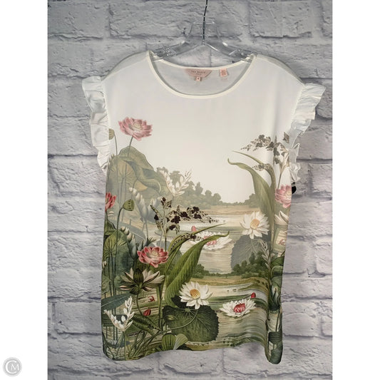 Top Short Sleeve By Ted Baker In Green & White, Size: M