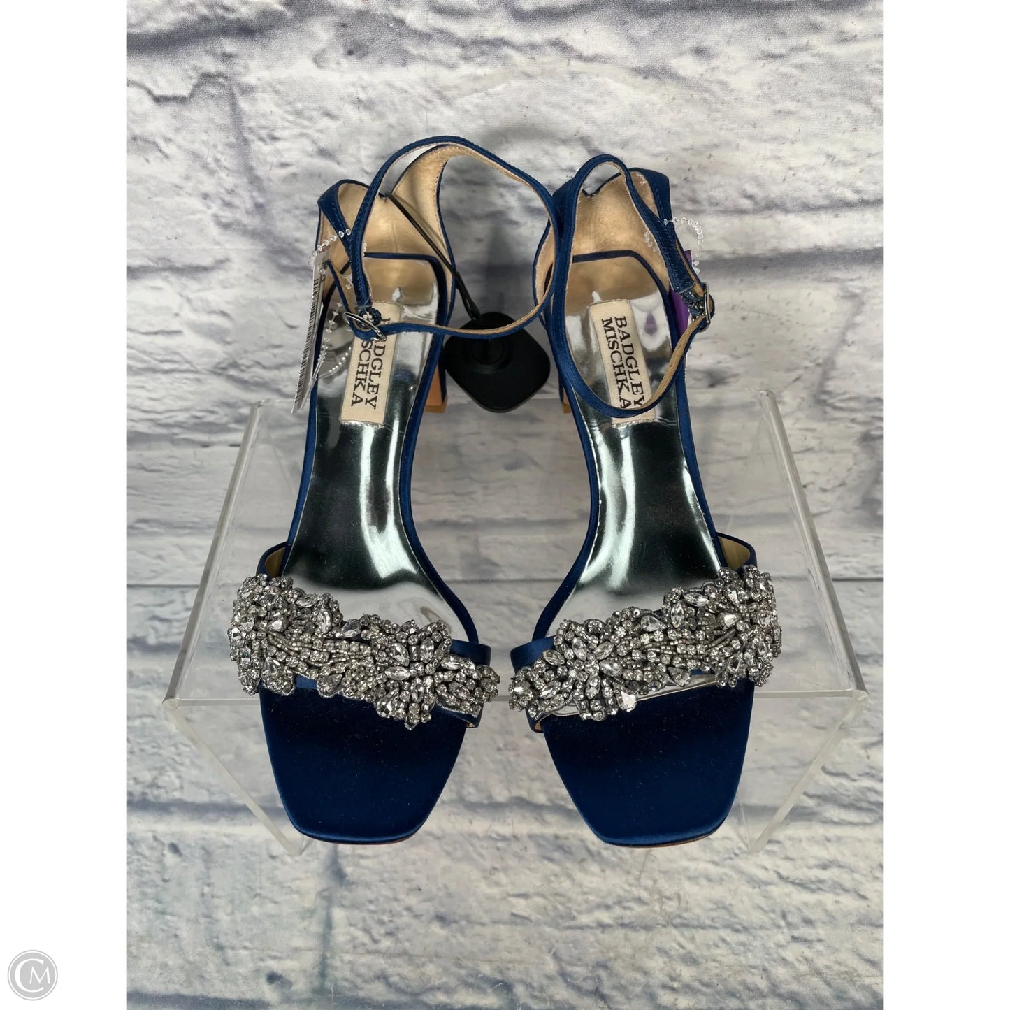 Shoes Heels Block By Badgley Mischka In Blue & Silver, Size: 5.5