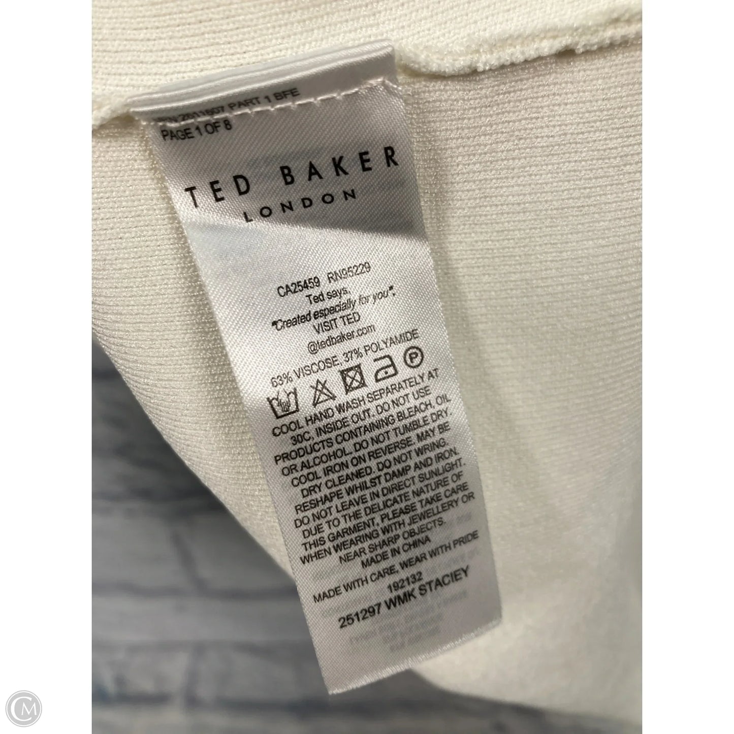 Top Sleeveless By Ted Baker In Cream, Size: L