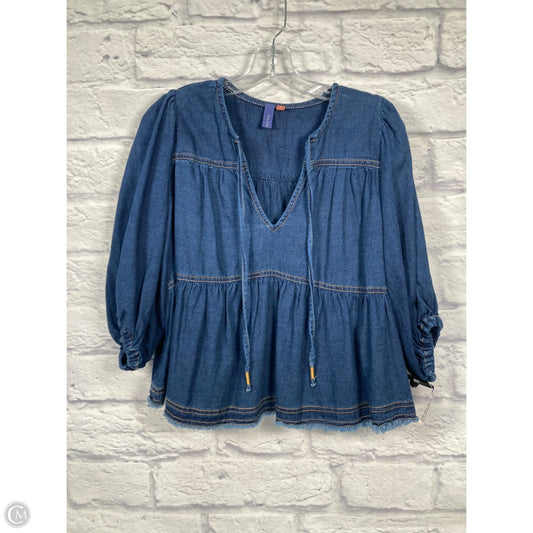 Top 3/4 Sleeve By Pilcro In Blue Denim, Size: S