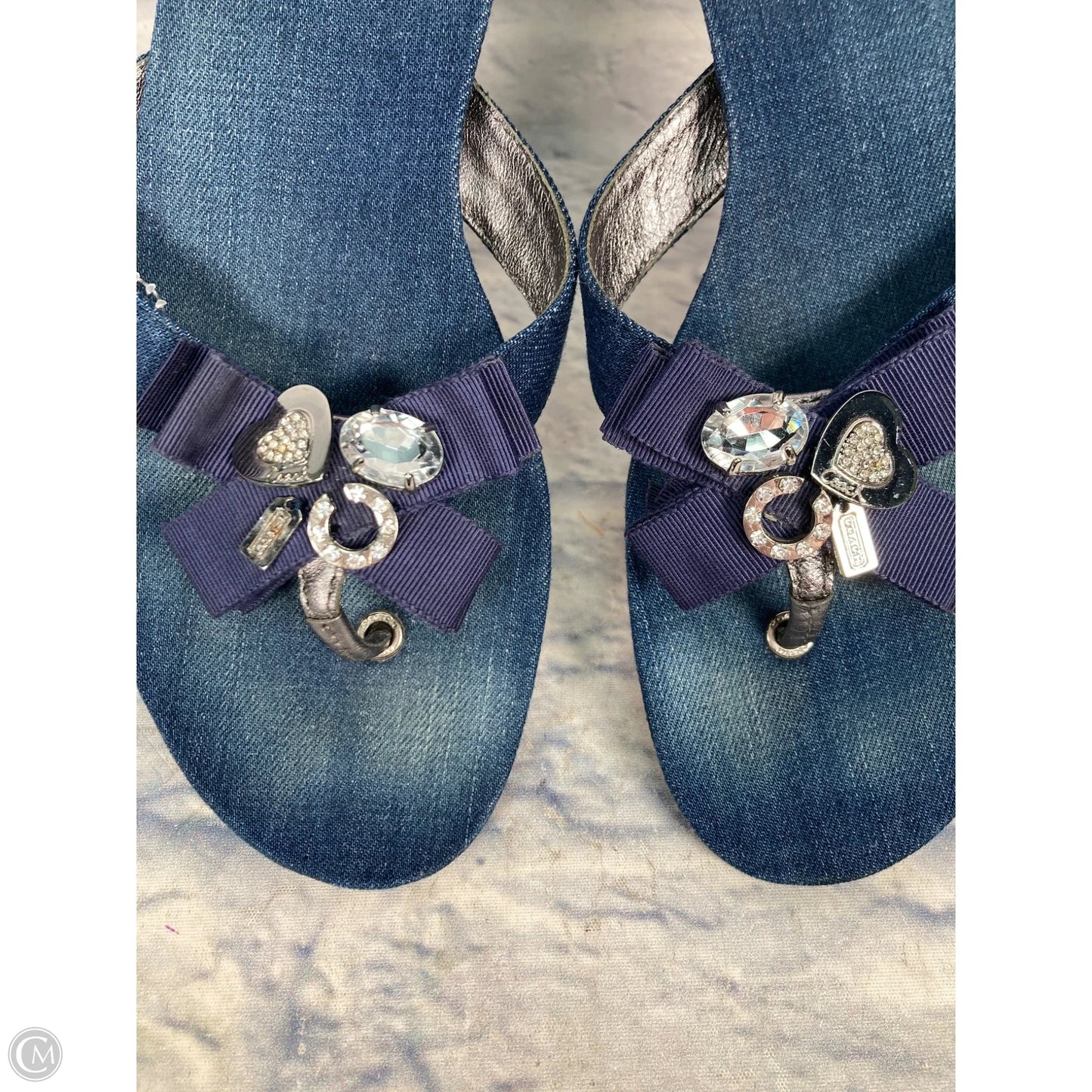 Sandals Designer By Coach In Blue Denim, Size: 8.5