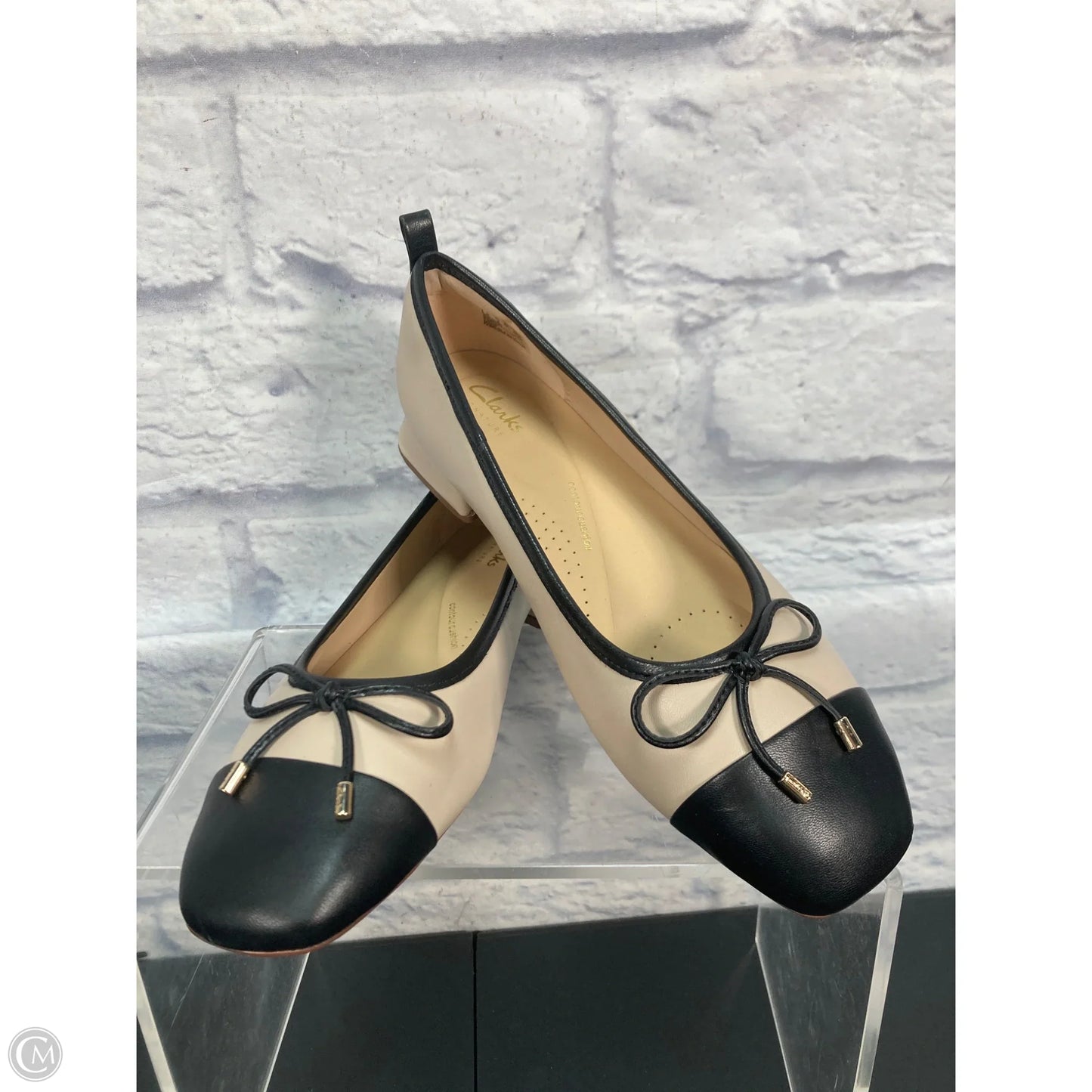Shoes Heels Block By Clarks In Black & Cream, Size: 8.5