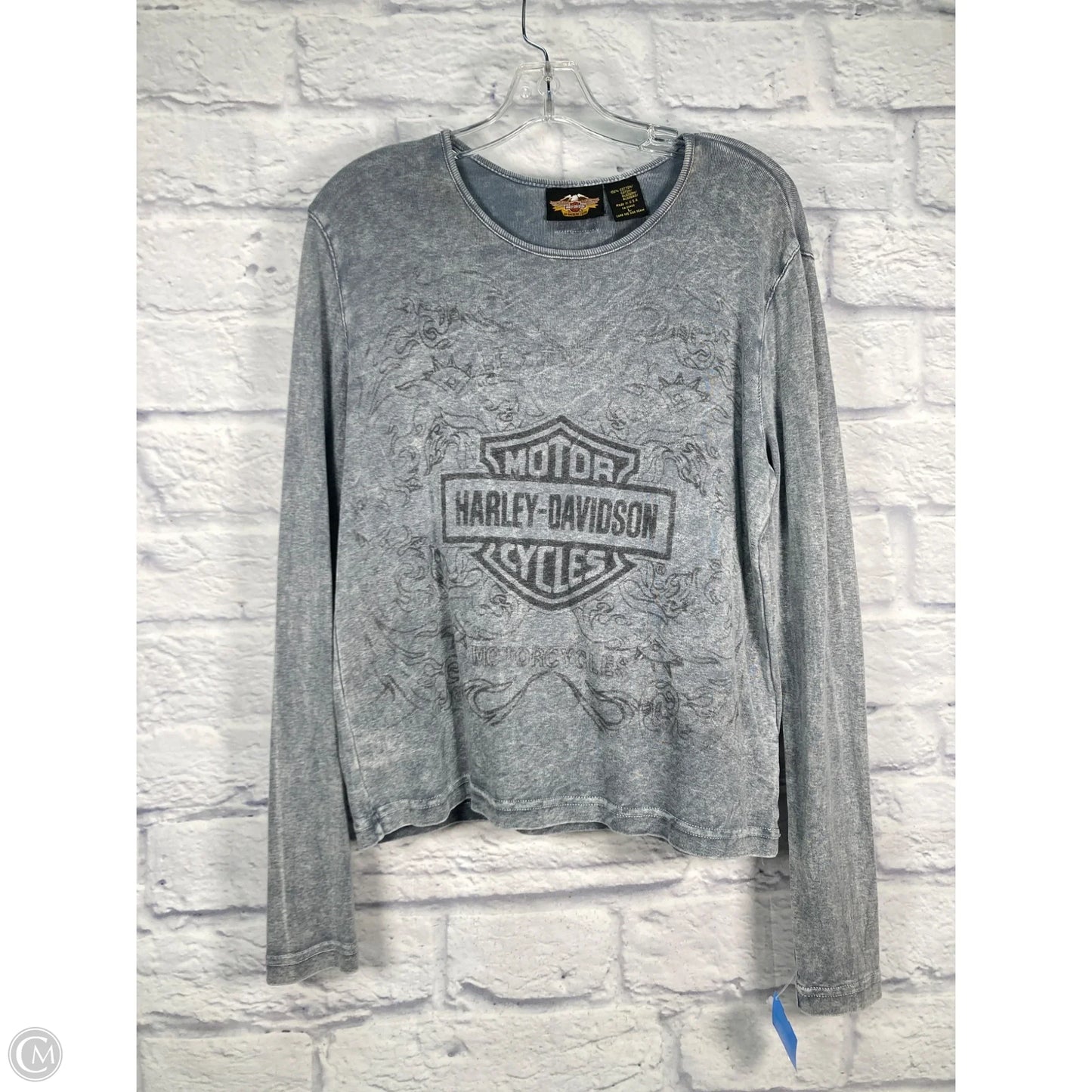 Top Long Sleeve By Harley Davidson In Grey, Size: L
