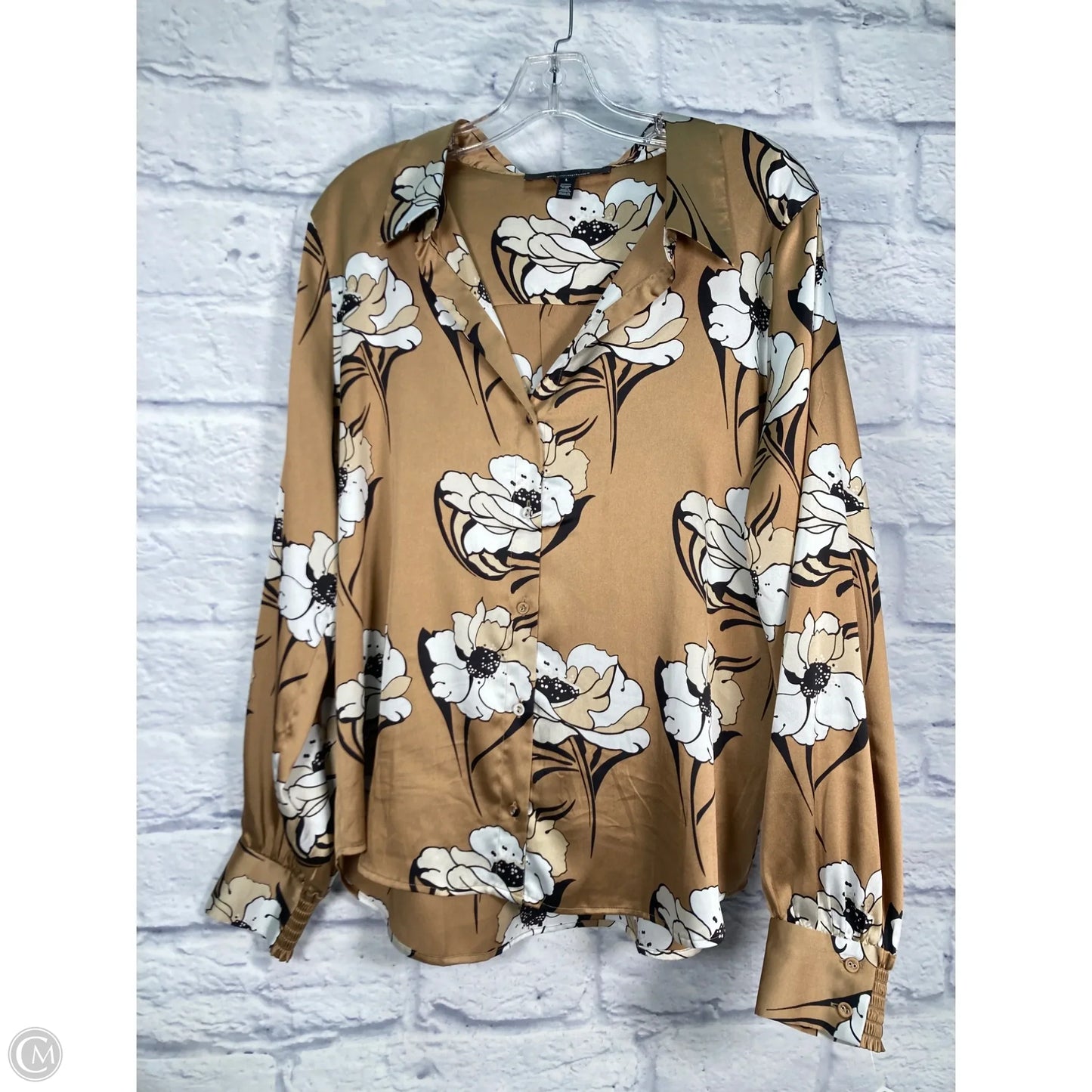 Blouse Long Sleeve By White House Black Market In Floral Print, Size: L