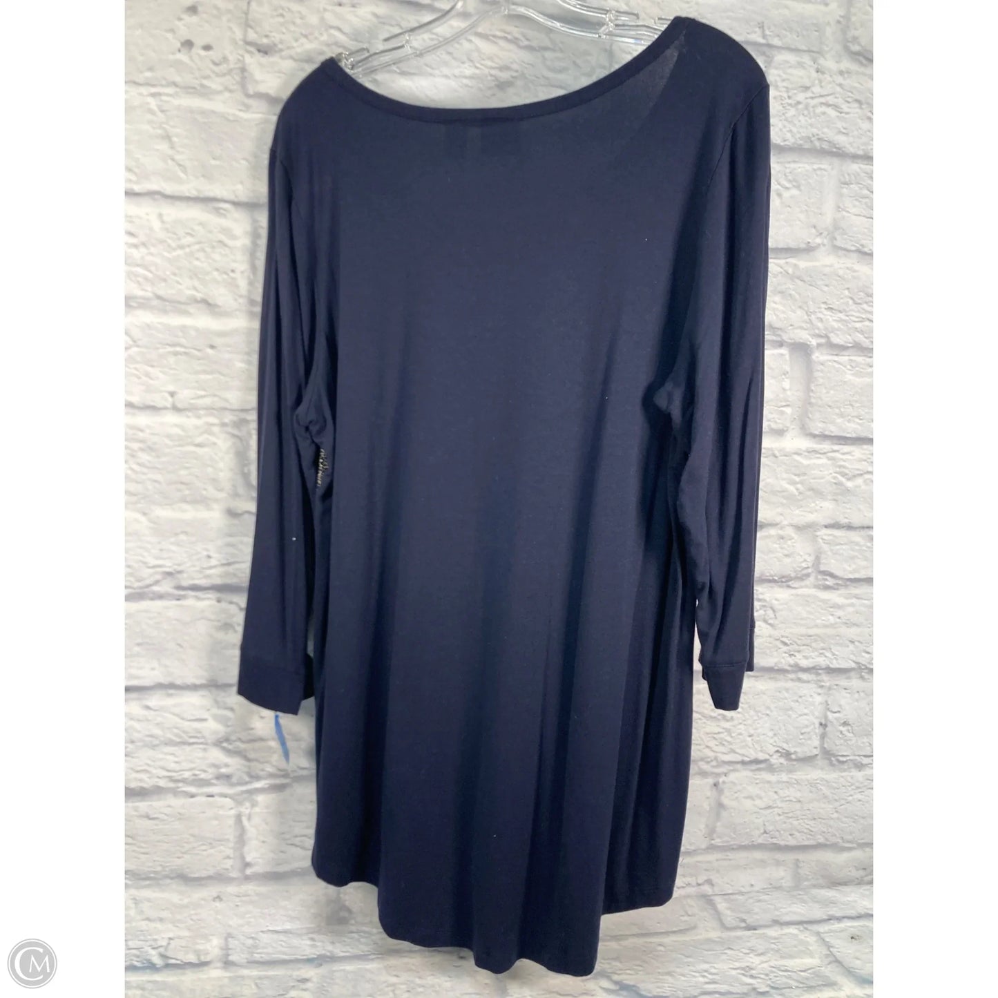 Top 3/4 Sleeve By Chicos In Blue & Brown, Size: L