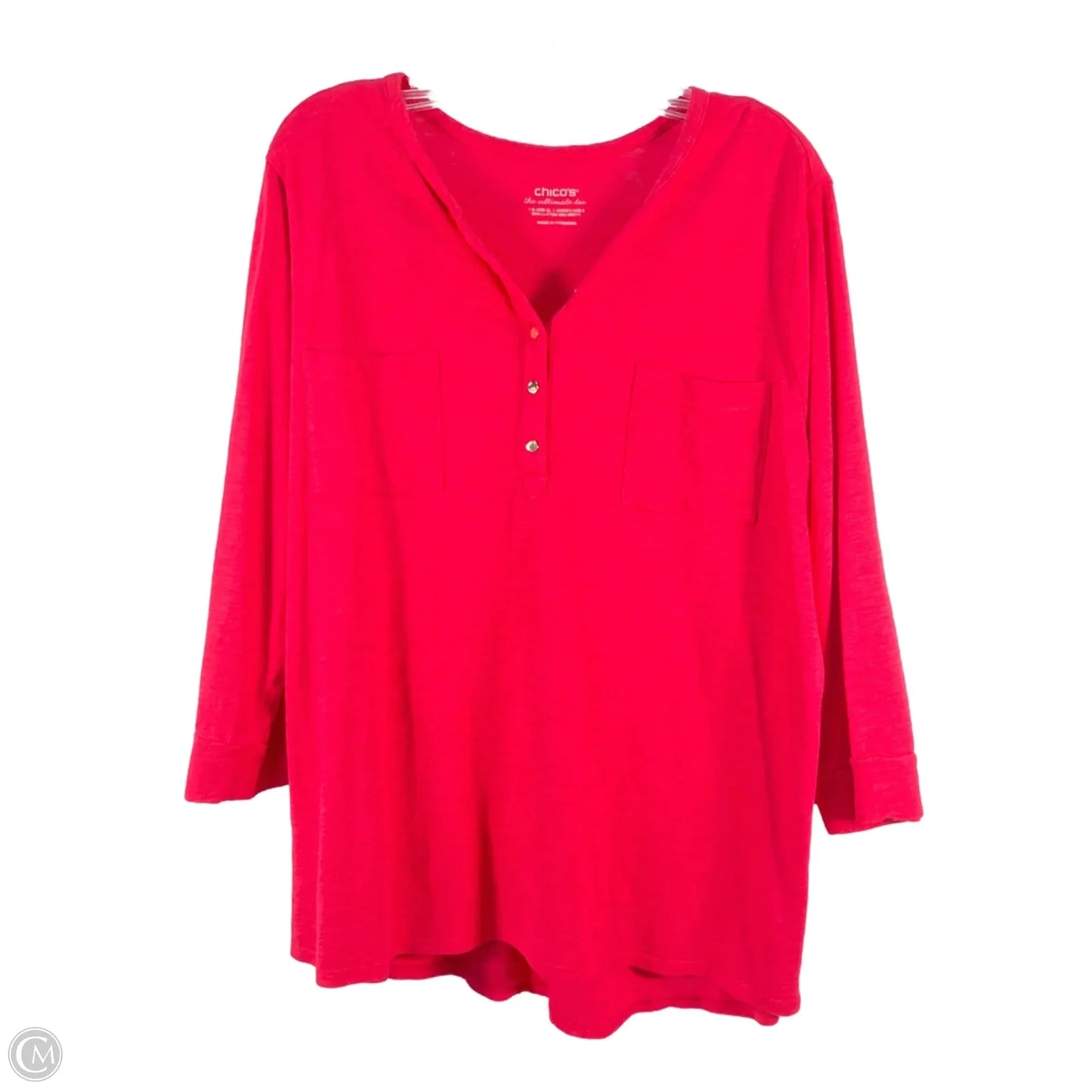 Top 3/4 Sleeve By Chicos In Pink, Size: Xl