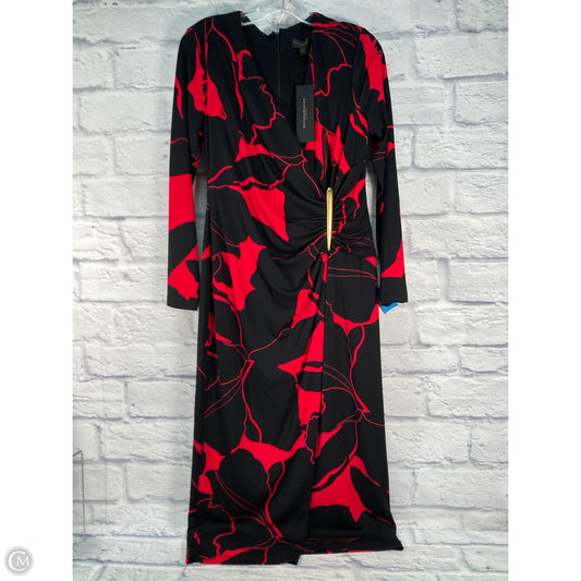 Dress Party Midi By Donna Karan In Black & Red, Size: M