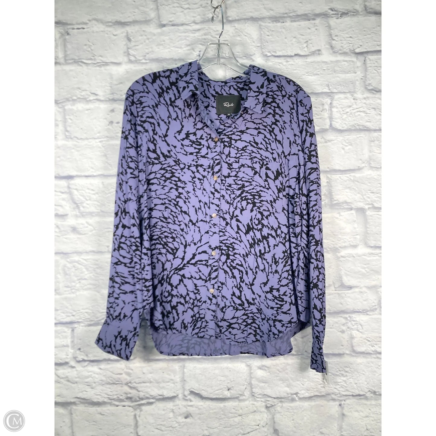 Blouse Long Sleeve By Rails In Black & Purple, Size: M
