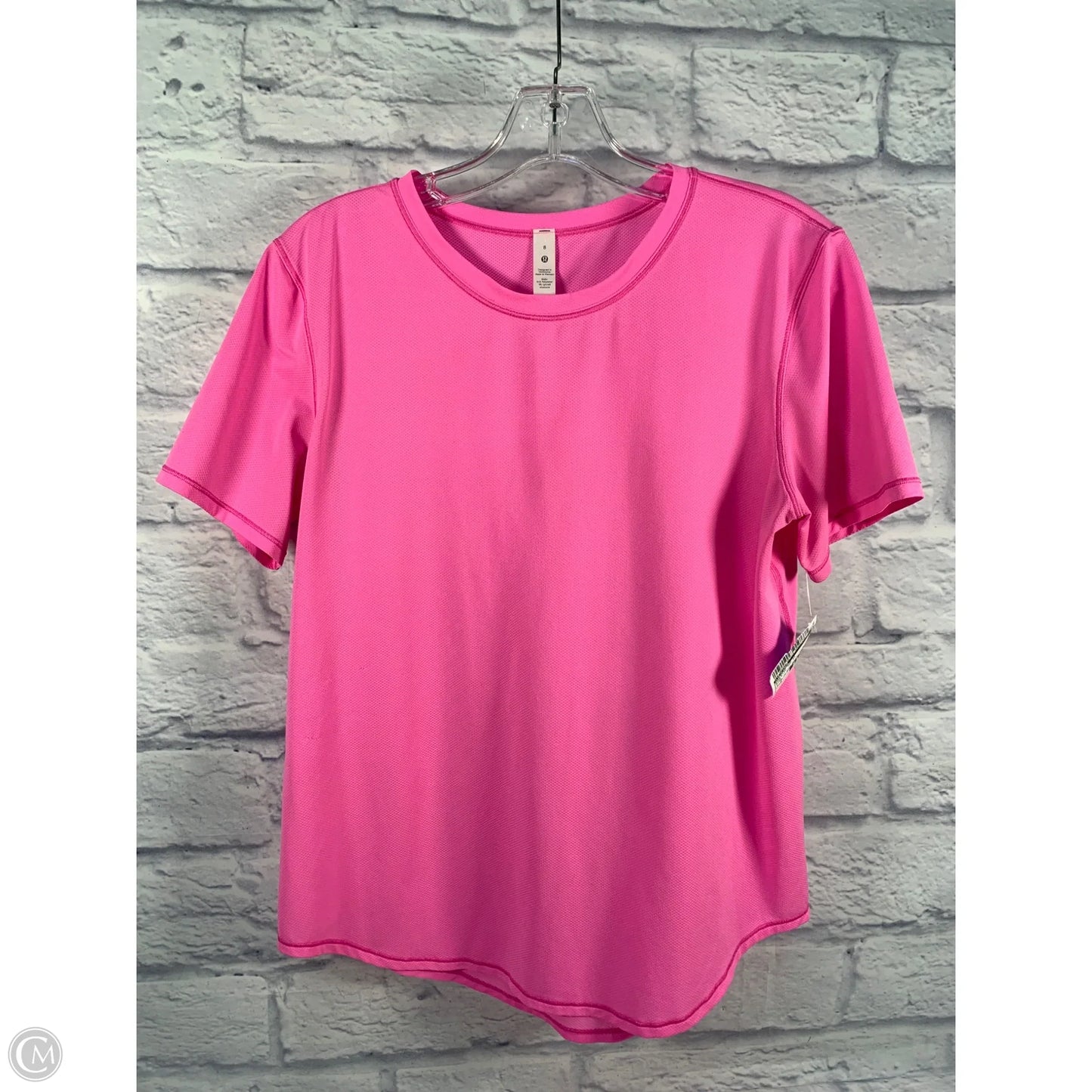 Athletic Top Short Sleeve By Lululemon In Pink, Size: M
