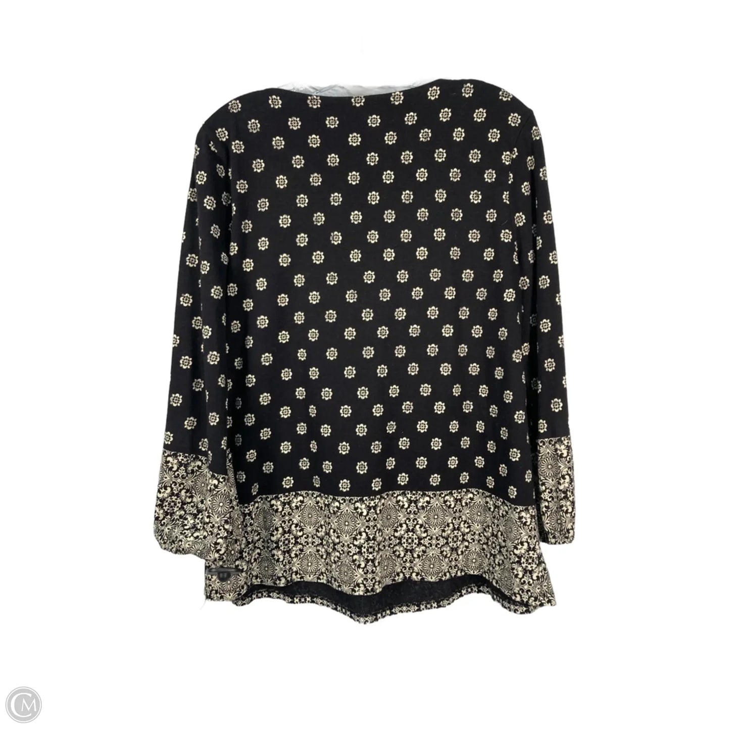 Top Long Sleeve By Chicos In Black & Cream, Size: M