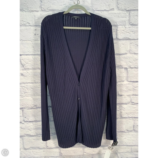 Sweater Cardigan Designer By Lafayette 148 In Blue, Size: Xxl