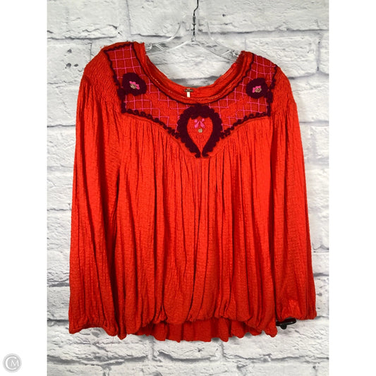 Top Long Sleeve By Free People In Purple & Red, Size: S