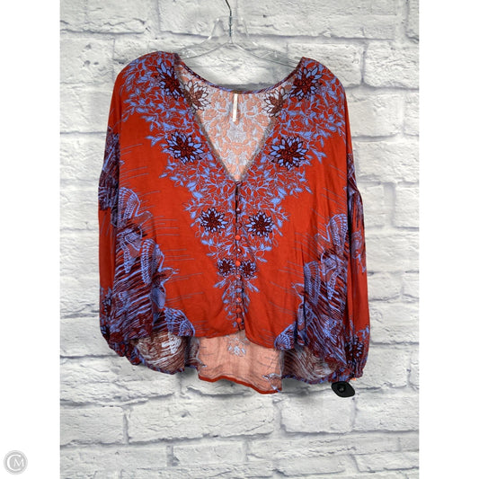 Top Long Sleeve By Free People In Blue & Orange, Size: S