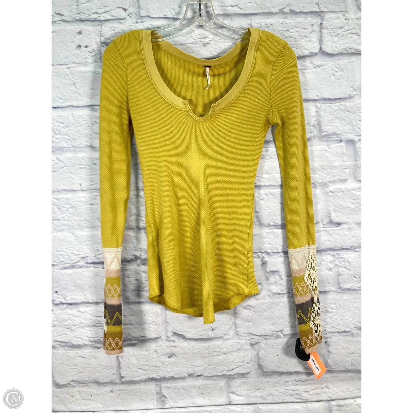 Top Long Sleeve By Free People In Yellow, Size: Xs
