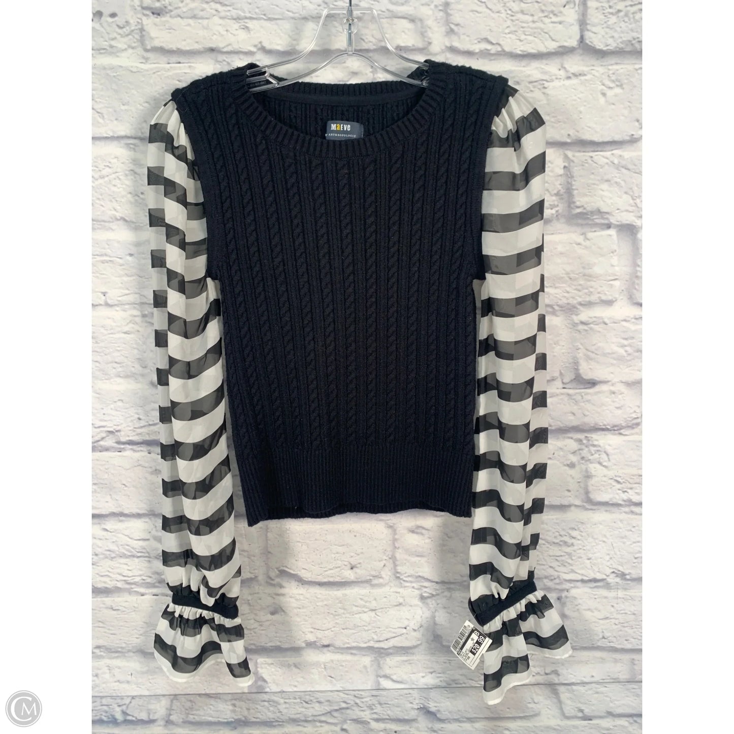 Top Long Sleeve By Maeve In Black & White, Size: Xxs