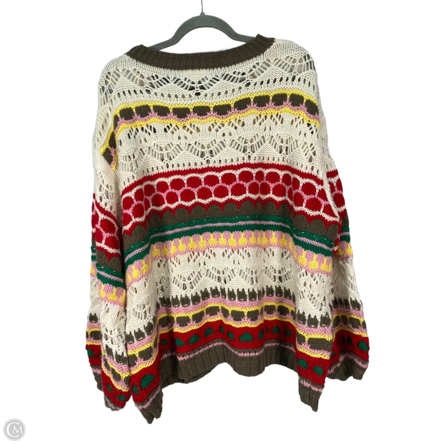 Sweater By Easel In Brown & Cream, Size: L