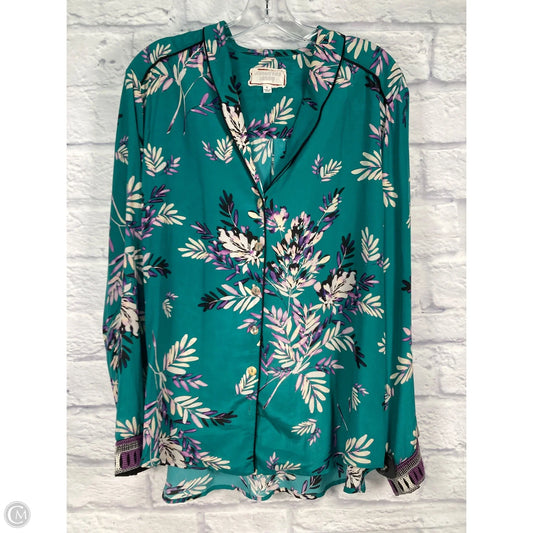 Blouse Long Sleeve By Johnny Was In Green & Purple, Size: Xl
