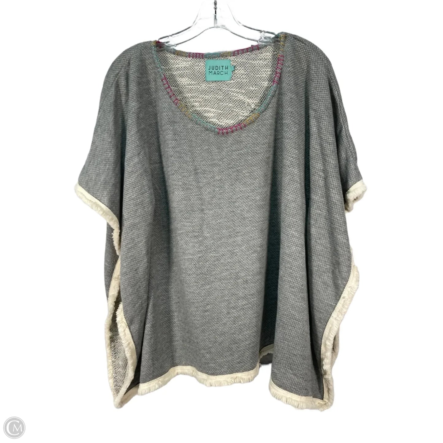 Poncho By Judith March In Grey & Pink, Size: Osfm