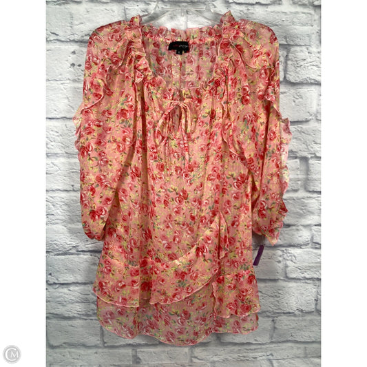 Blouse 3/4 Sleeve By Clothes Mentor In Pink, Size: L