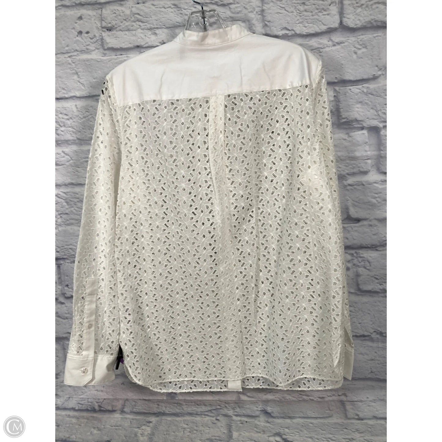 Blouse Long Sleeve By Theory In Cream, Size: L