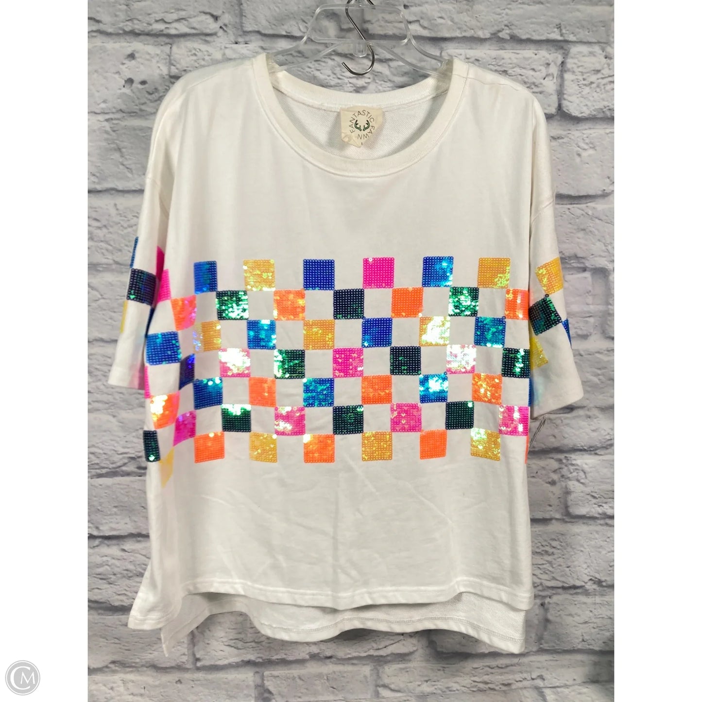 Top Short Sleeve By Fantastic Fawn In White, Size: L