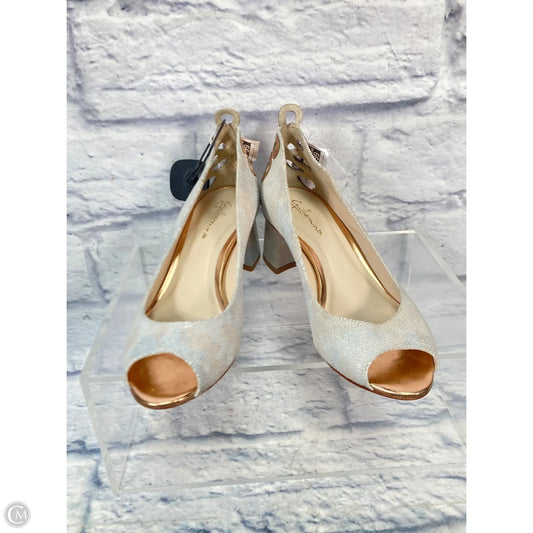 Shoes Heels Block By Anthropologie In Blue & Gold, Size: 7