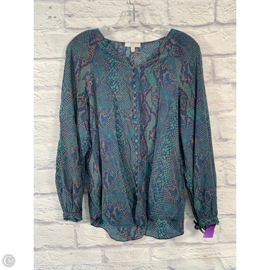 Blouse Long Sleeve By Joie In Blue & Green, Size: M
