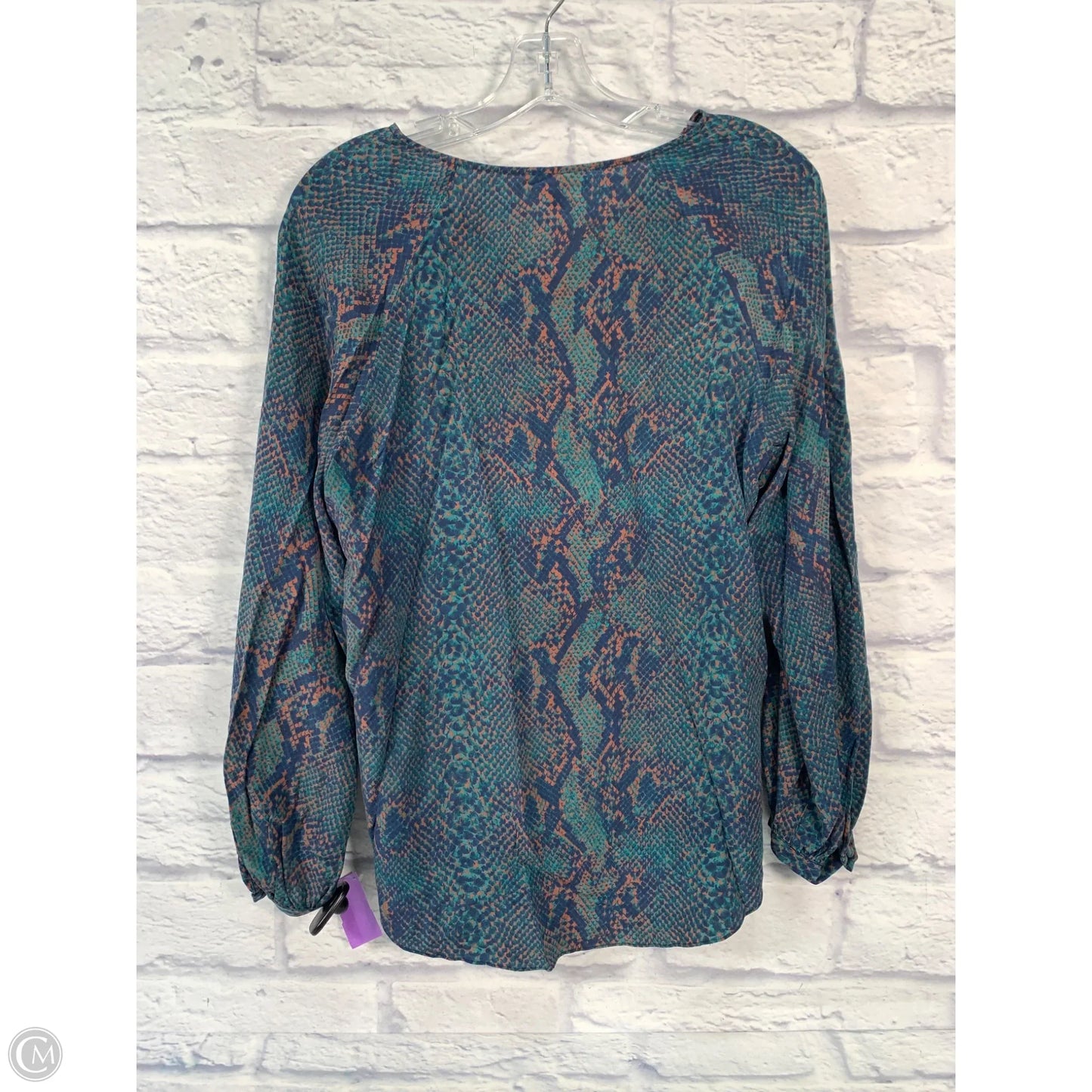 Blouse Long Sleeve By Joie In Blue & Green, Size: M