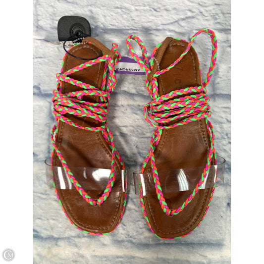 Sandals Flats By Anthropologie In Brown & Pink, Size: 7