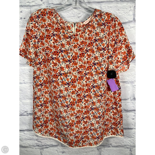 Top Short Sleeve By Rebecca Taylor In Blue & Orange, Size: M