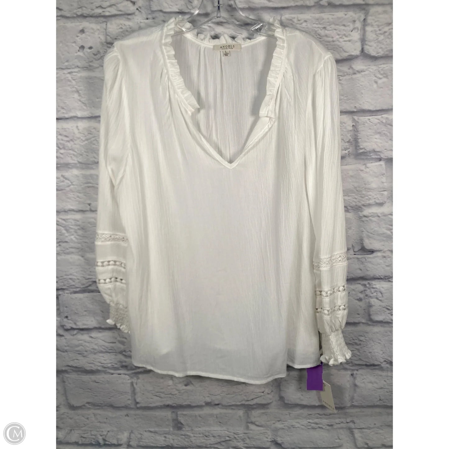 Top Long Sleeve By Angels In White, Size: L