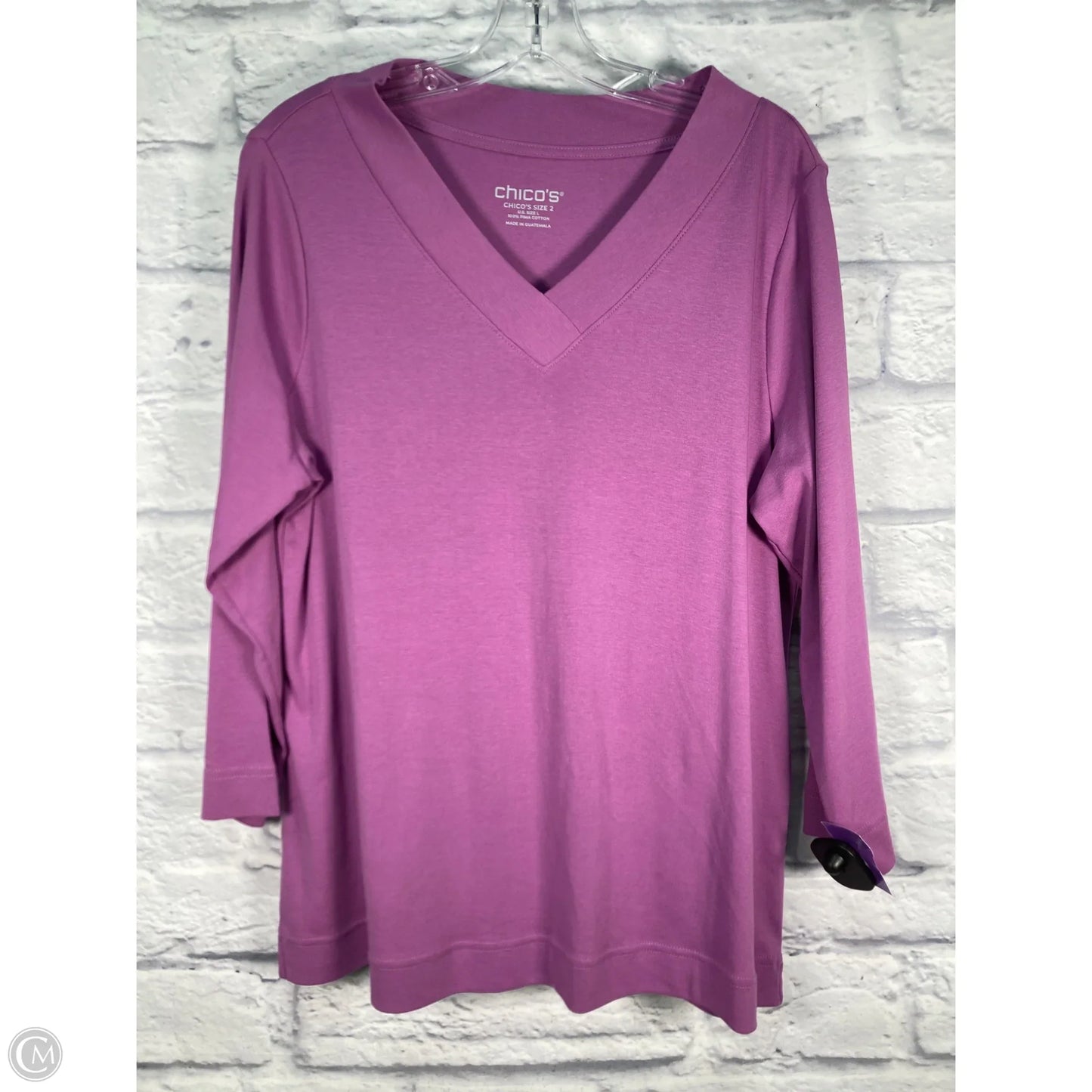 Top 3/4 Sleeve By Chicos In Purple, Size: L