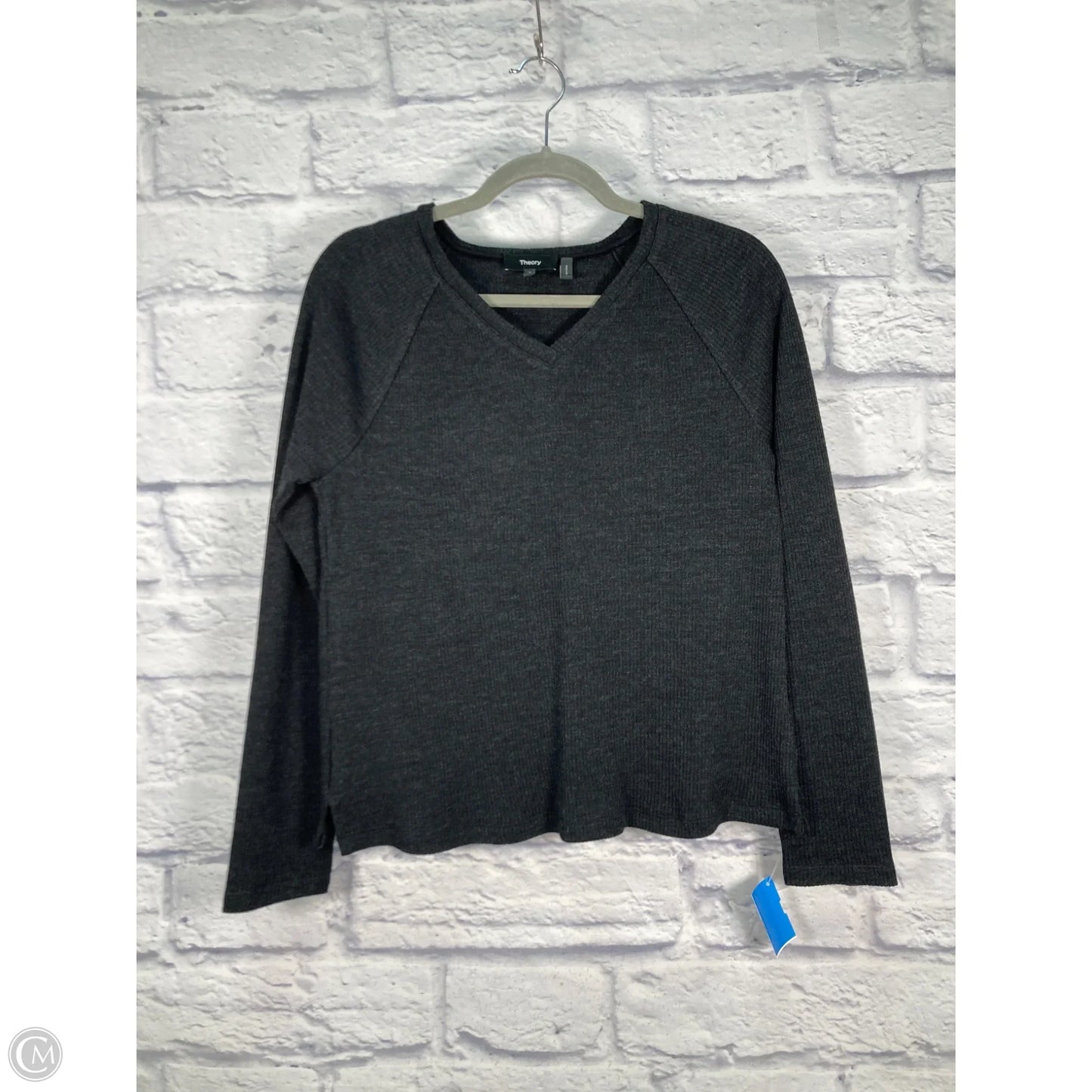 Top Long Sleeve By Theory In Grey, Size: S