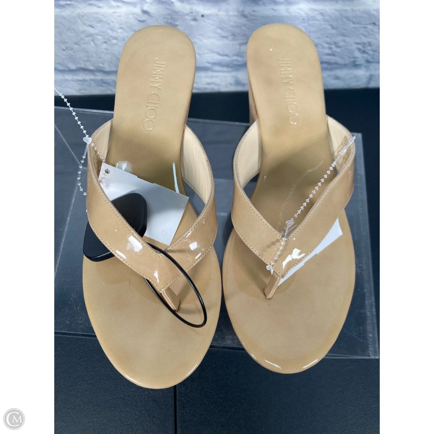 Sandals Luxury Designer By Jimmy Choo In Tan, Size: 8.5