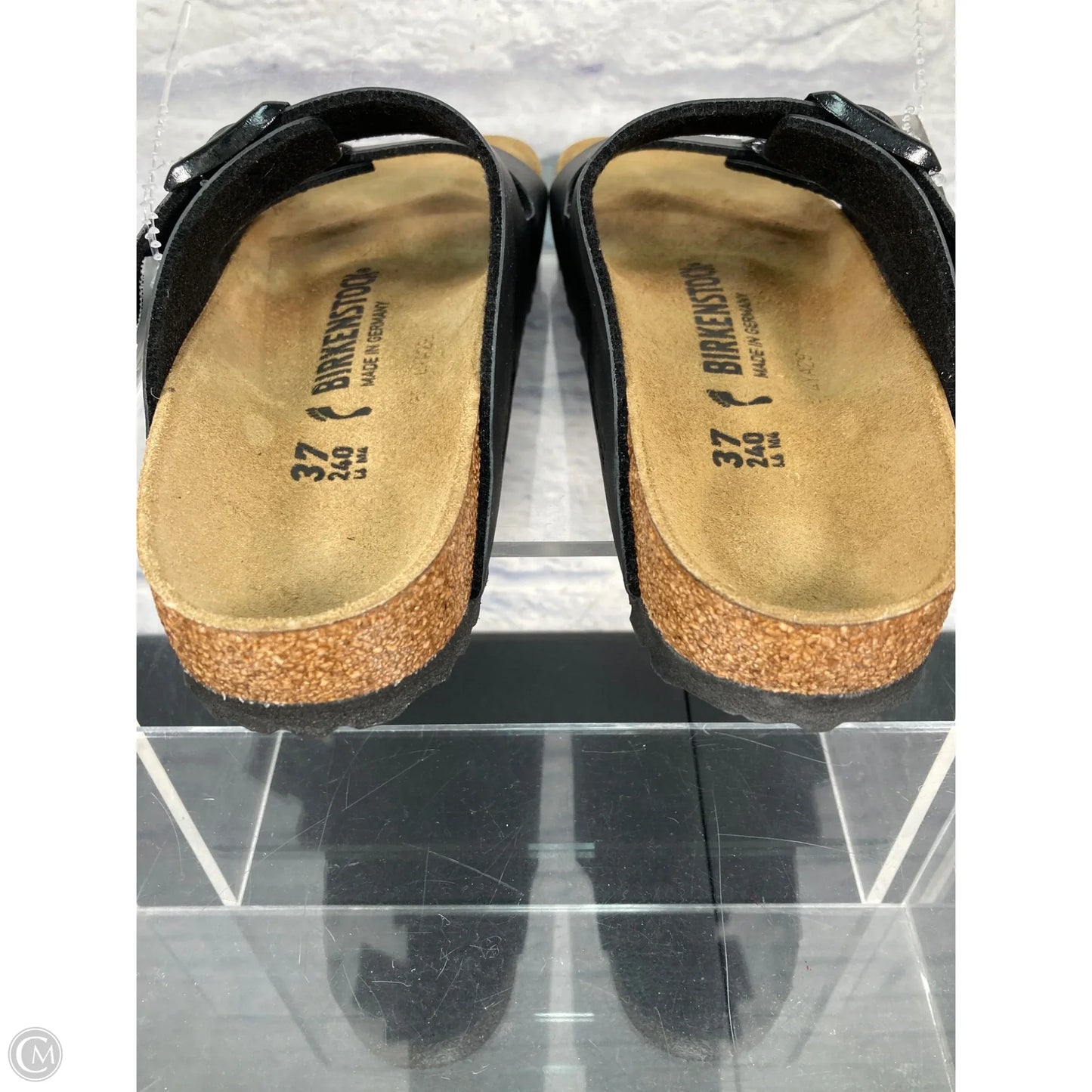 Sandals Flats By Birkenstock In Black & Brown, Size: 6.5