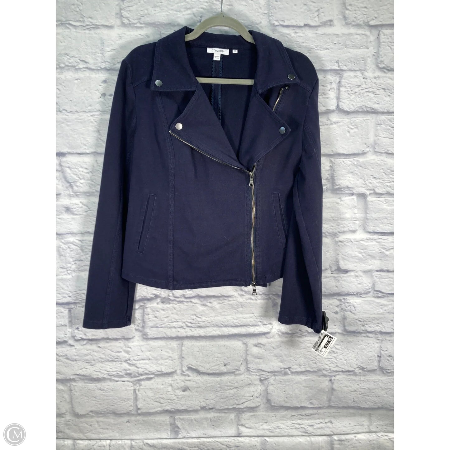 Jacket Moto By Chicos In Navy, Size: M