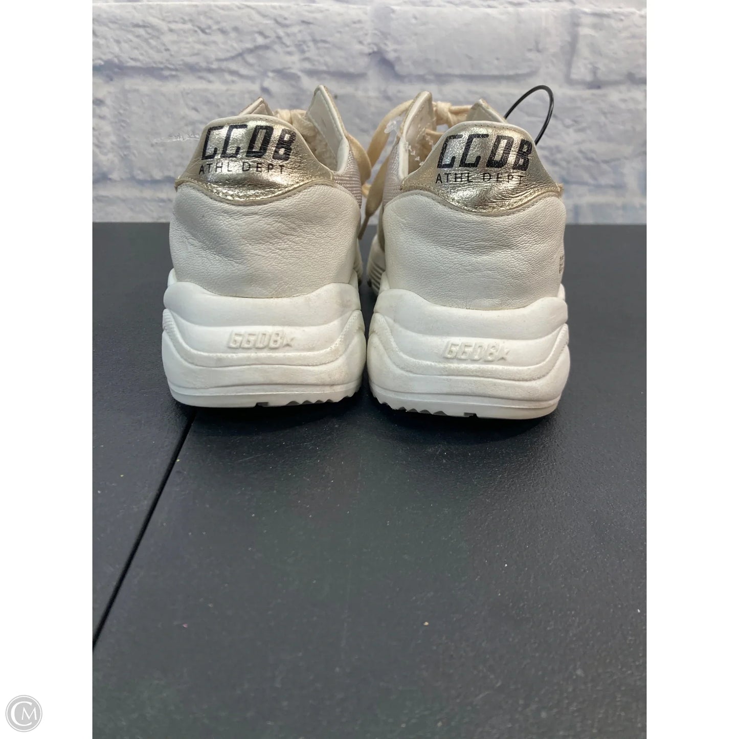 Shoes Luxury Designer By Golden Goose In Gold & White, Size: 7